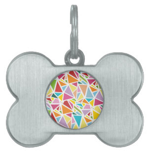 Placa Para Mascotas patrón de triángulos coloridos