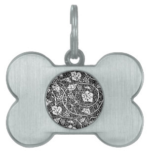 Placa Para Mascotas Patrón de vid de uva negra y blanca de William Mor