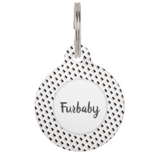 Placa Para Mascotas Patrón en blanco y negro