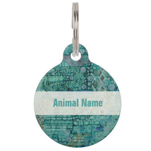 Placa Para Mascotas Patrón Étnico Abstracto - Arte Folclórico 2