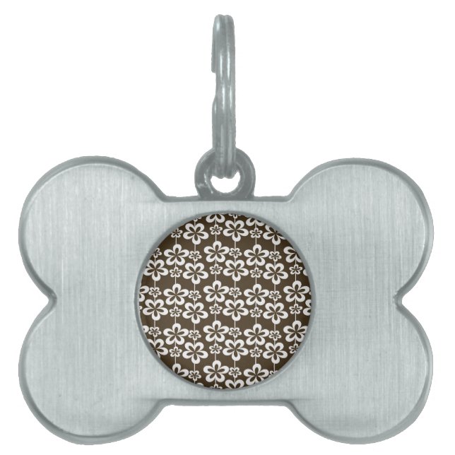 Placa Para Mascotas Patrón floral de moda Girly (Frente)