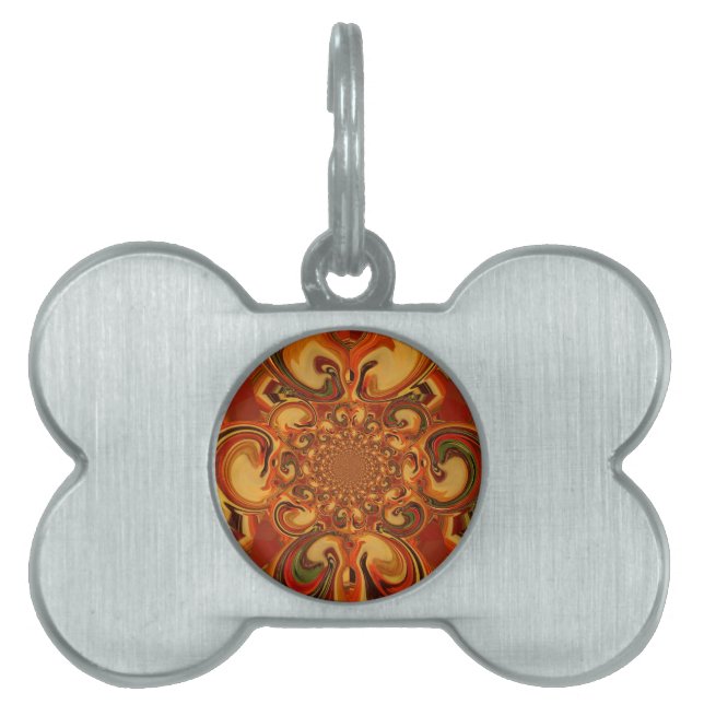 Placa Para Mascotas Patrón giratorio: tonos Naranja, marrón y verde (Frente)