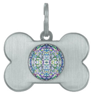 Placa Para Mascotas Patrón psicodélico azul