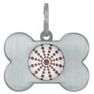 Placa Para Mascotas Patrón radial de la bandera de Kenia: arte patriót