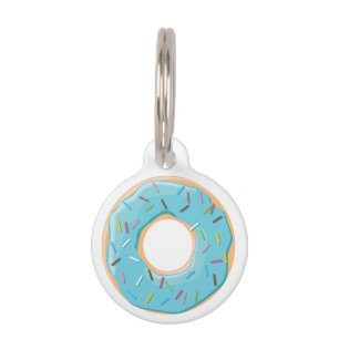 Placa Para Mascotas Patrón Retro Colorido de Donas Minimalista Fiesta 