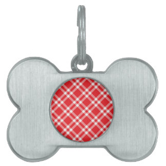 Placa Para Mascotas Patrón rojo de Gingham