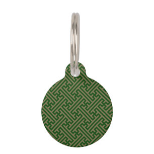 Placa Para Mascotas Patrón Sayagata, japonés, verde y oro