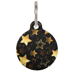 Placa Para Mascotas Patrón sin foco con las estrellas doradas