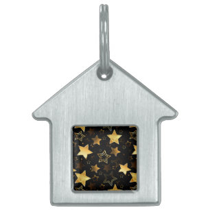 Placa Para Mascotas Patrón sin foco con las estrellas doradas