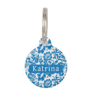 Placa Para Mascotas Patrón veneciano del personalizado azul William Mo