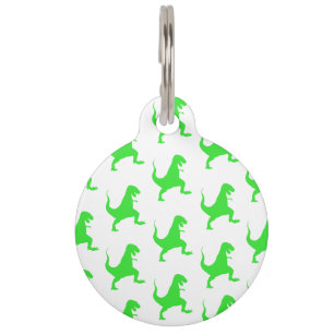 Placa Para Mascotas Patrón verde t-rex