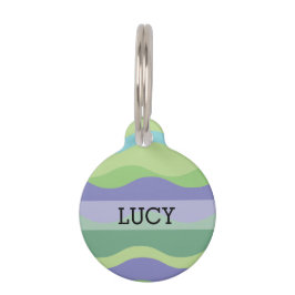 Placa Para Mascotas Patrón verde y púrpura moderno personalizado