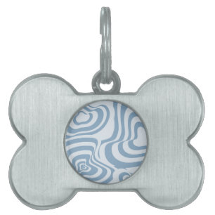 Placa Para Mascotas Patrón Y2K de Groovy Swirl Groovy Blue Retro
