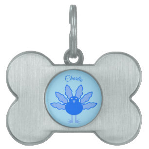 Placa Para Mascotas Pavo de Acción de Gracias Niño Bebé Azul Lindo Per