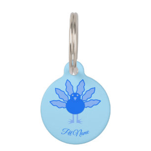 Placa Para Mascotas Pavo de Acción de Gracias Niño Bebé Azul Lindo Per