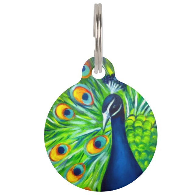 Placa Para Mascotas Pavo real (Anverso)