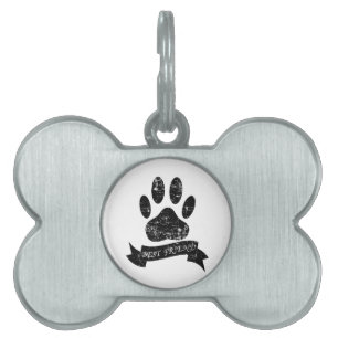 Placa Para Mascotas Paw De Perro Con Lazo