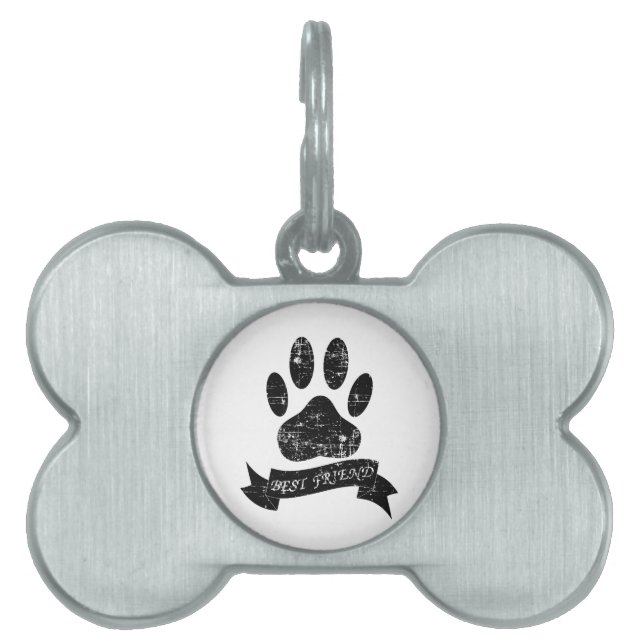 Placa Para Mascotas Paw De Perro Con Lazo (Frente)
