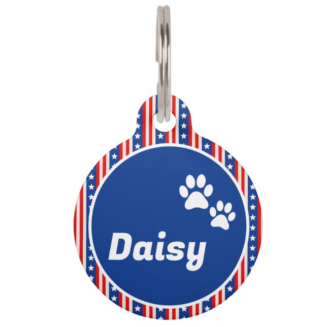 Placa Para Mascotas 🇺🇸 Paw Patriotic USA Flag (Anverso)