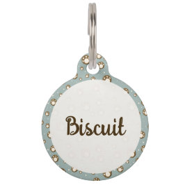 Placa Para Mascotas Paw Print Cookies Green Pattern Monogram