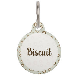 Placa Para Mascotas Paw Print Cookies Light Green Pattern Monogram
