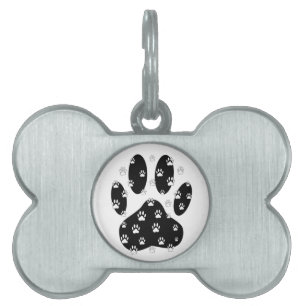 Placa Para Mascotas Paws Blancos Sobre La Papelera Negra