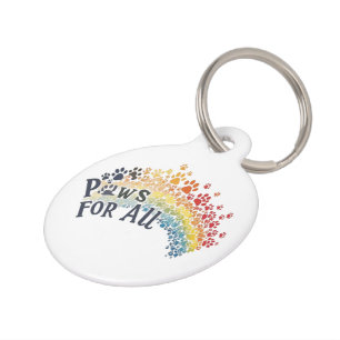 Placa Para Mascotas Paws for All - Rainbow Paw Print Unity