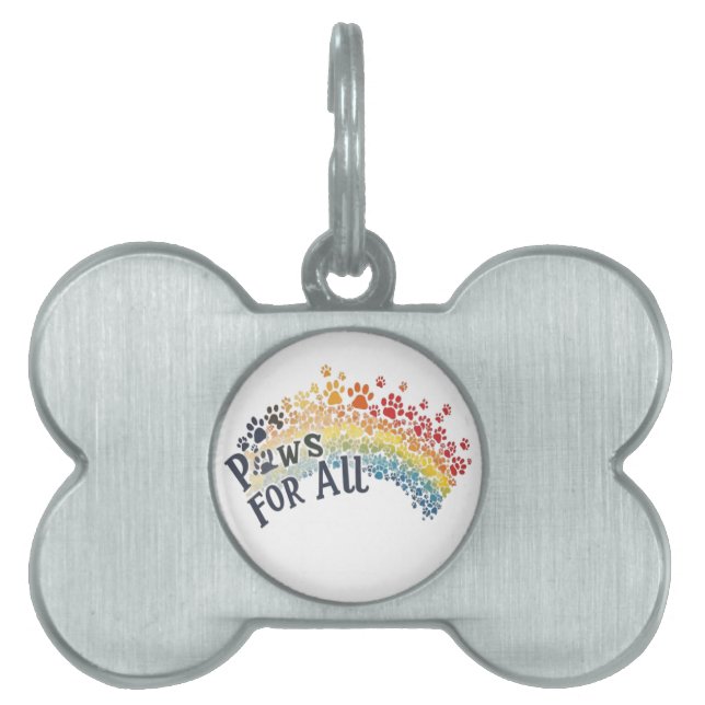 Placa Para Mascotas Paws for All - Rainbow Paw Print Unity (Frente)