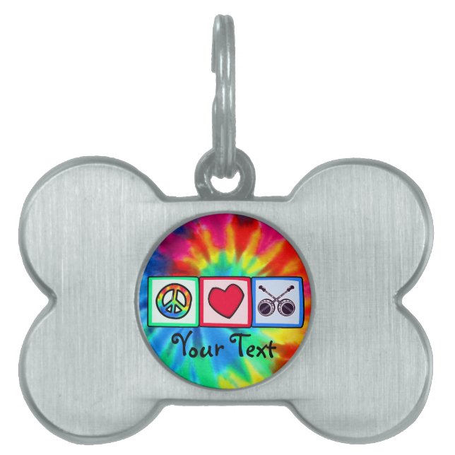 Placa Para Mascotas Paz, amor, Bluegrass (Frente)