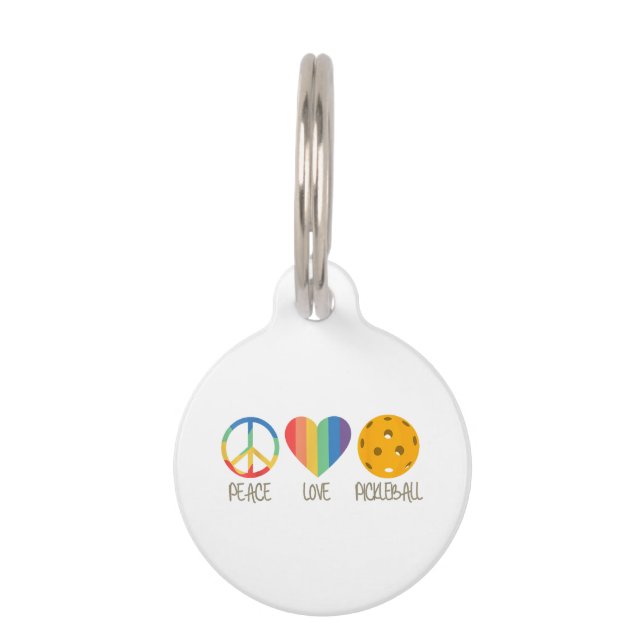 Placa Para Mascotas Paz Amor Pickleball (Anverso)