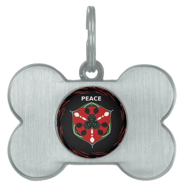 Placa Para Mascotas "Paz: con Escudo Emblema" (Frente)