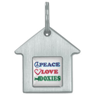 Placa Para Mascotas Peace Love Doxies