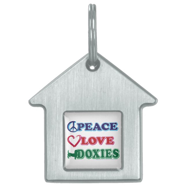 Placa Para Mascotas Peace Love Doxies (Frente)