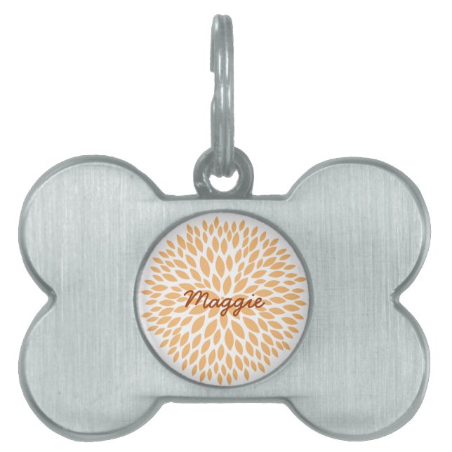 Placa Para Mascotas Peach Floral (Frente)