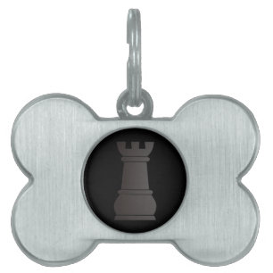 Placa Para Mascotas Pedazo de ajedrez negro de la roca