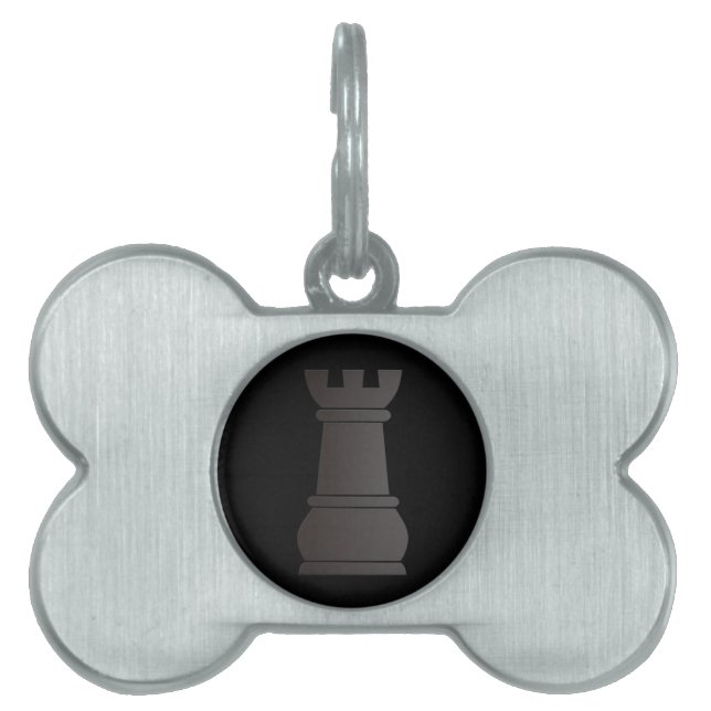 Placa Para Mascotas Pedazo de ajedrez negro de la roca (Frente)