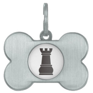 Placa Para Mascotas Pedazo de ajedrez negro de la roca