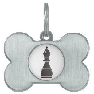 Placa Para Mascotas Pedazo de ajedrez negro del obispo