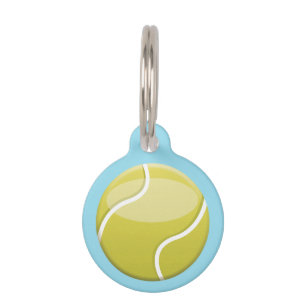 Placa Para Mascotas Pelota de tenis con nombre y número personalizados
