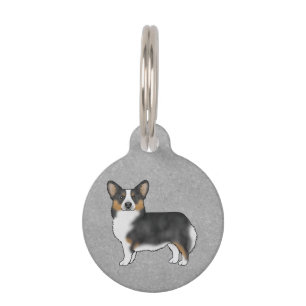 Placa Para Mascotas Pembroke Welsh Corgi Tricolor Negro de Pie