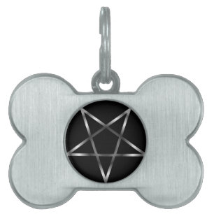 Placa Para Mascotas Pentáculo de plata