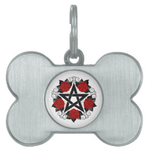 Placa Para Mascotas Pentagram con rosas rojas