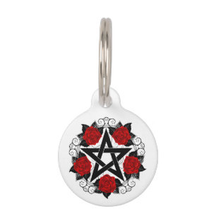 Placa Para Mascotas Pentagram con rosas rojas