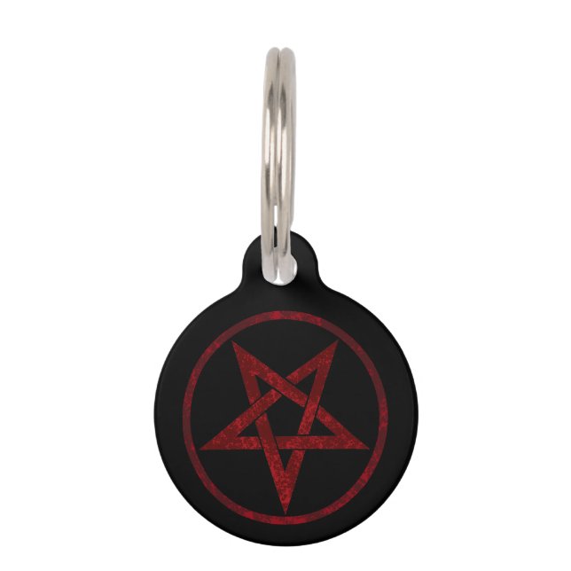 Placa Para Mascotas Pentagram del diablo Rojo (Anverso)