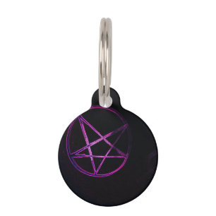 Placa Para Mascotas pentagrama púrpura