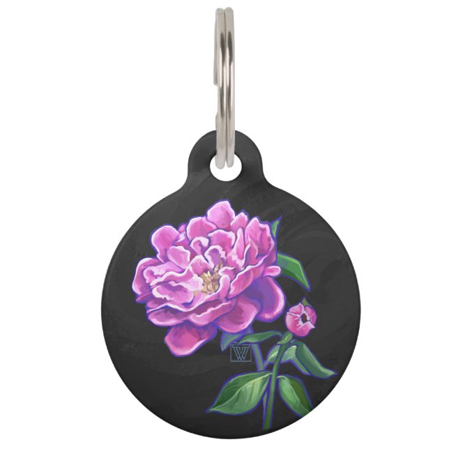 Placa Para Mascotas Peonies (Anverso)