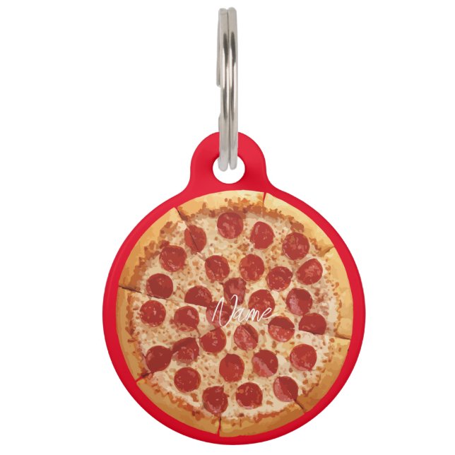 Placa Para Mascotas Pepperoni Pizza Thunder_Cove (Anverso)