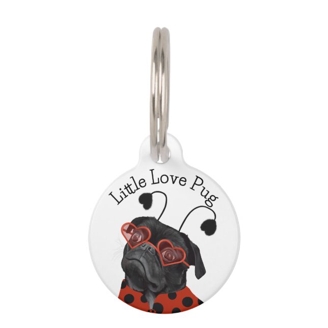 Placa Para Mascotas Pequeña Bomba de Amor | Regalo de Pug Lovers (Anverso)