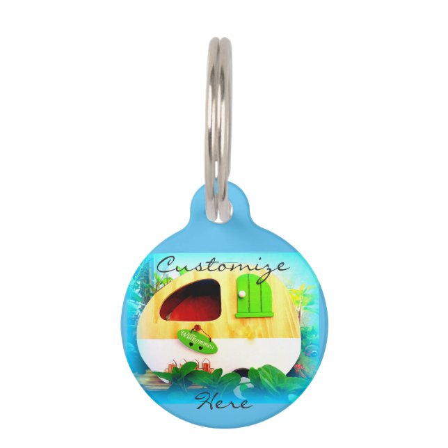 Placa Para Mascotas pequeña casa de caravana gitana (Anverso)
