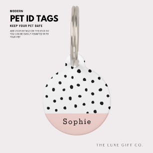 Placa Para Mascotas Pequeña etiqueta de la mascota del perro de polka 